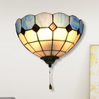 Tiffany Style Stained Glass Wall Light with Pull Chain