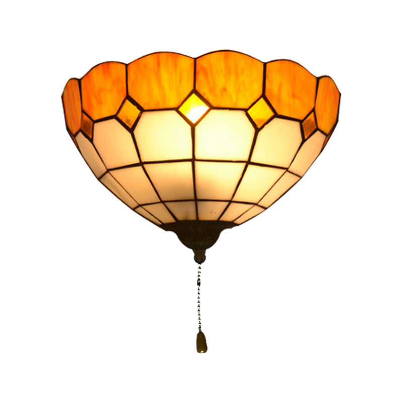 Tiffany Style Stained Glass Wall Light with Pull Chain