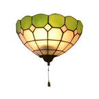 Tiffany Style Stained Glass Wall Light with Pull Chain