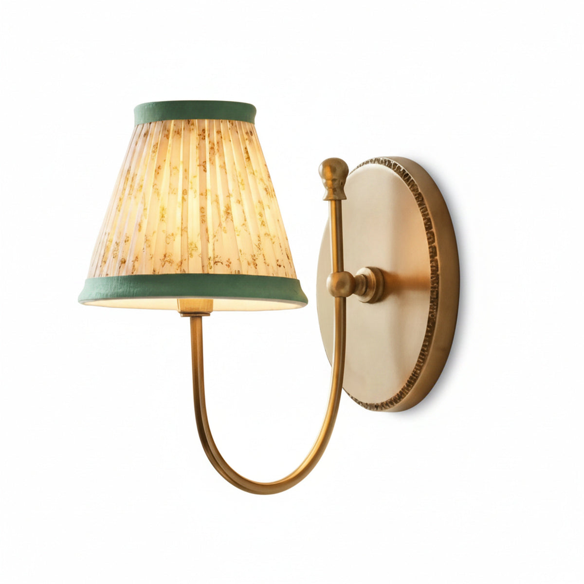 Vintage Wall Light with Pleated Cotton Shade, Five Patterns