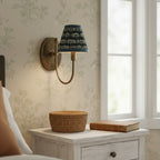 Vintage Wall Light with Pleated Cotton Shade, Five Patterns