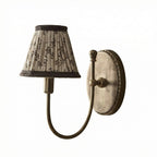 Vintage Wall Light with Pleated Cotton Shade, Five Patterns