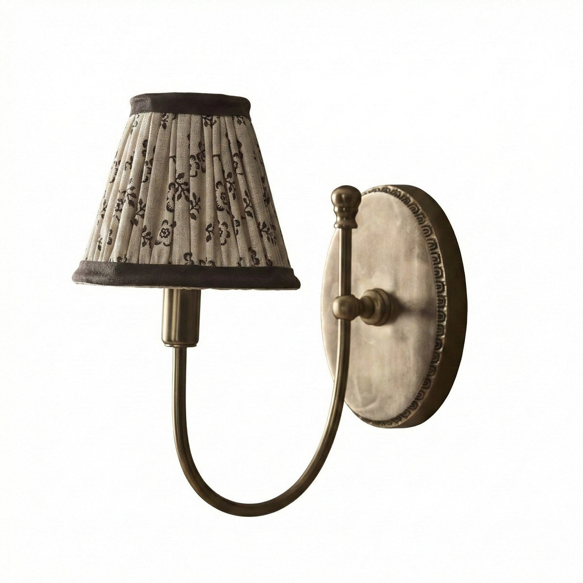 Vintage Wall Light with Pleated Cotton Shade, Five Patterns