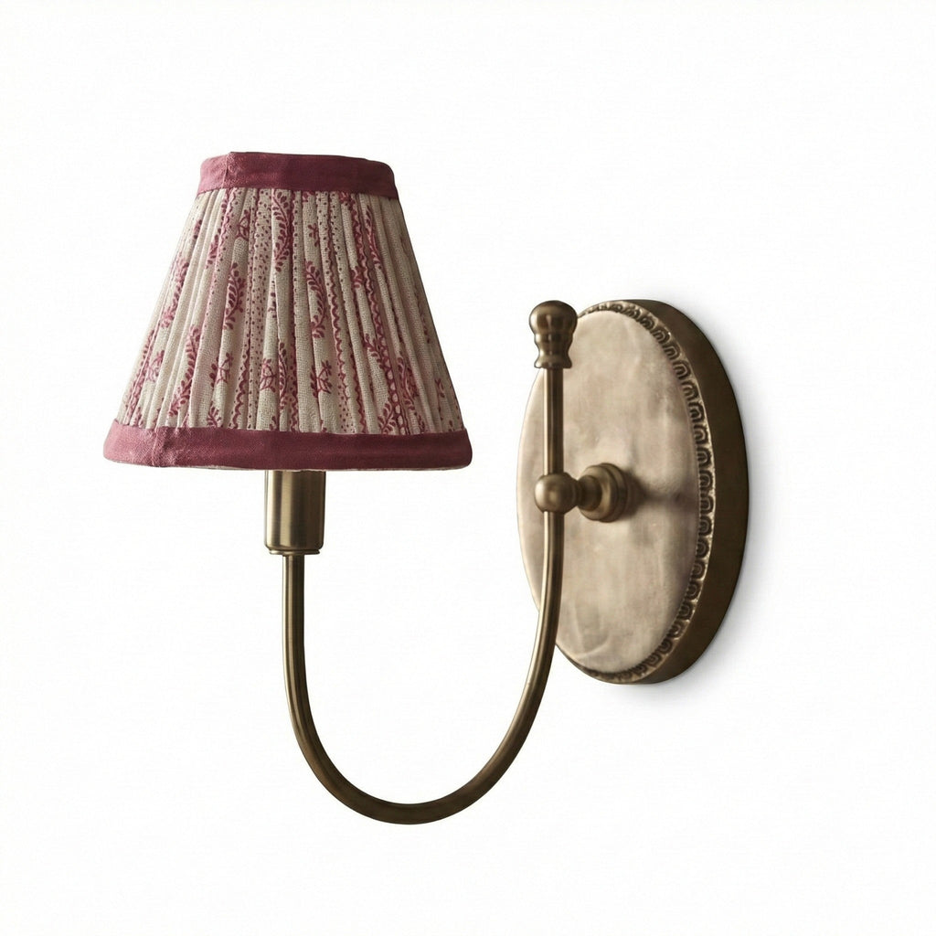Vintage Wall Light with Pleated Cotton Shade, Five Patterns