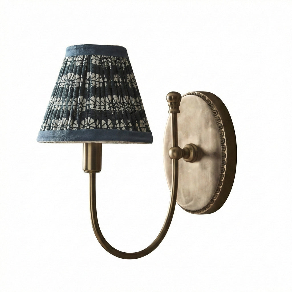 Vintage Wall Light with Pleated Cotton Shade, Five Patterns
