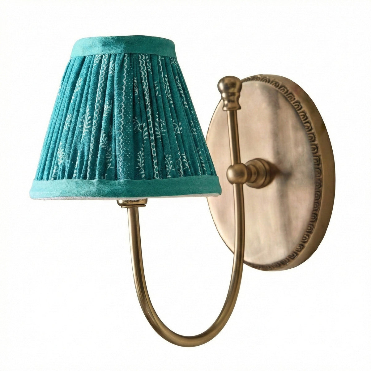 Vintage Wall Light with Pleated Cotton Shade, Five Patterns