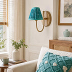 Vintage Wall Light with Pleated Cotton Shade, Five Patterns