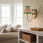 Vintage Wall Light with Pleated Cotton Shade, Five Patterns