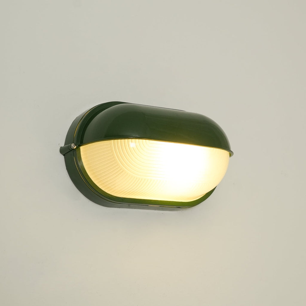 Industrial Outdoor Wall Light with Ribbed Glass Shade