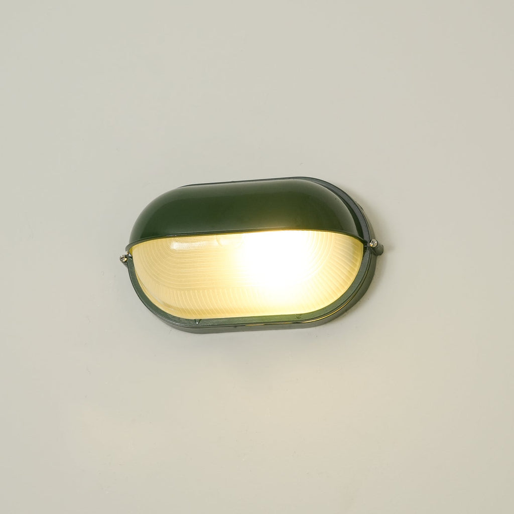 Industrial Outdoor Wall Light with Ribbed Glass Shade