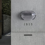 Industrial Outdoor Wall Light with Ribbed Glass Shade