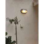 Industrial Outdoor Wall Light with Ribbed Glass Shade