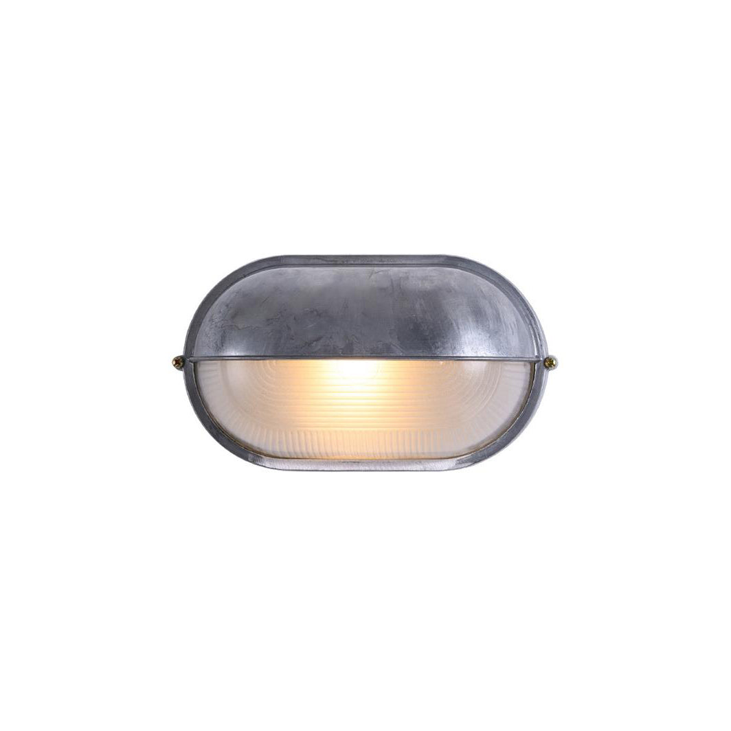 Industrial Outdoor Wall Light with Ribbed Glass Shade