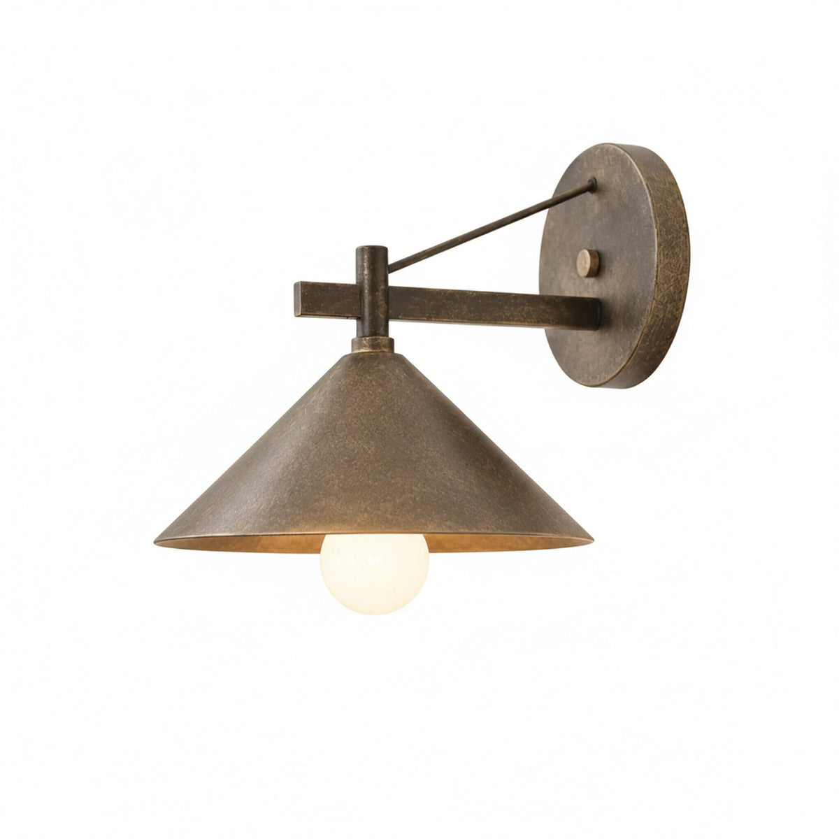 Industrial Outdoor Wall Light with Cone Shade, E27 Iron
