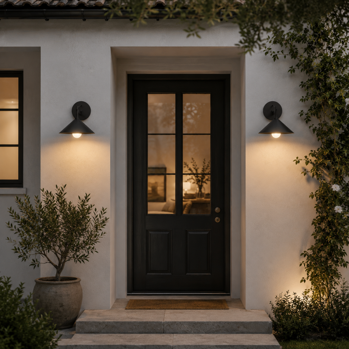 Industrial Outdoor Wall Light with Cone Shade, E27 Iron