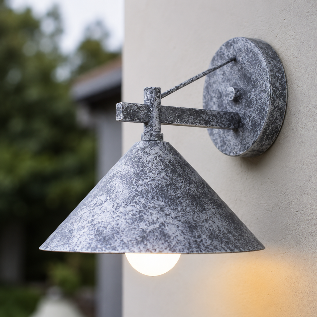 Industrial Outdoor Wall Light with Cone Shade, E27 Iron