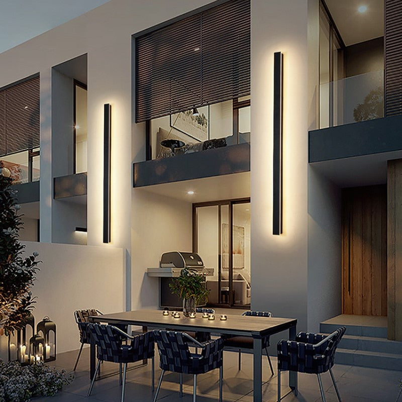 Linear LED Outdoor Wall Light, Six Lengths and Three Styles