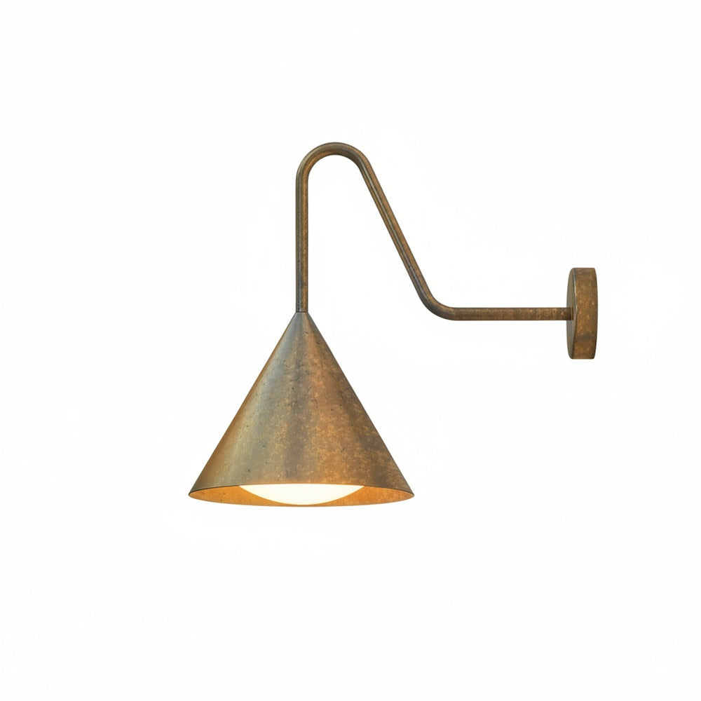 Outdoor Wall Light with Cone Shade and Curved Arm, IP65