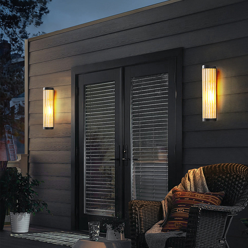 Outdoor Half Cylinder Wall Light with Tubular Glass