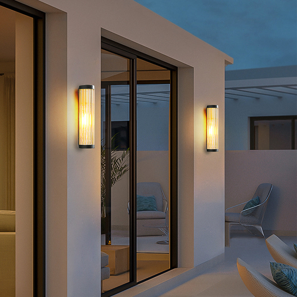 Outdoor Half Cylinder Wall Light with Tubular Glass