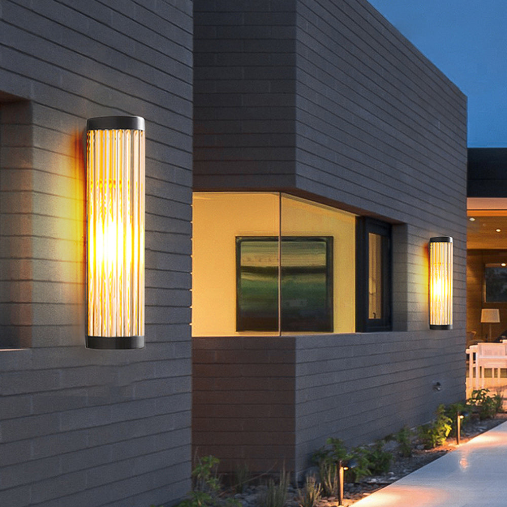 Outdoor Half Cylinder Wall Light with Tubular Glass