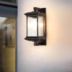 Retro Outdoor Lantern Wall Light with Ribbed Glass