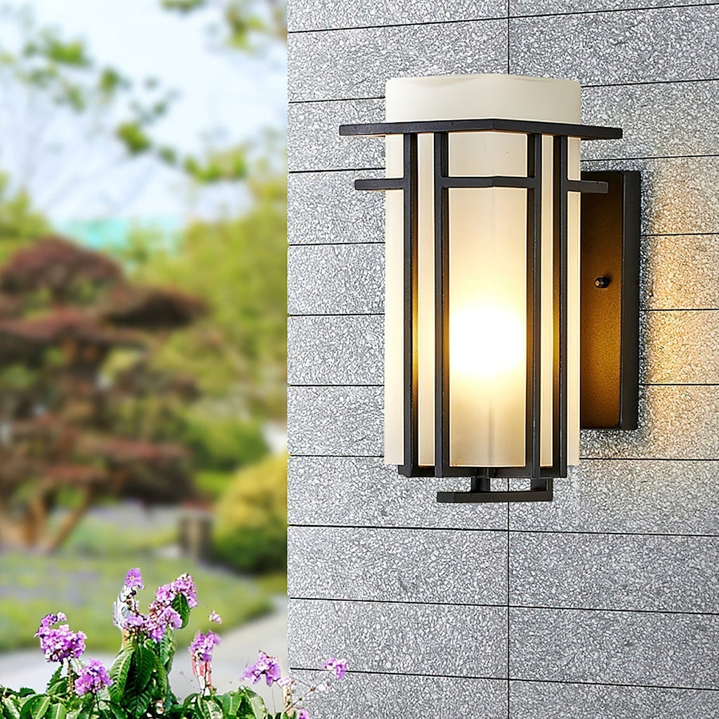 Retro Outdoor Wall Light with Frosted Glass Shade, IP65