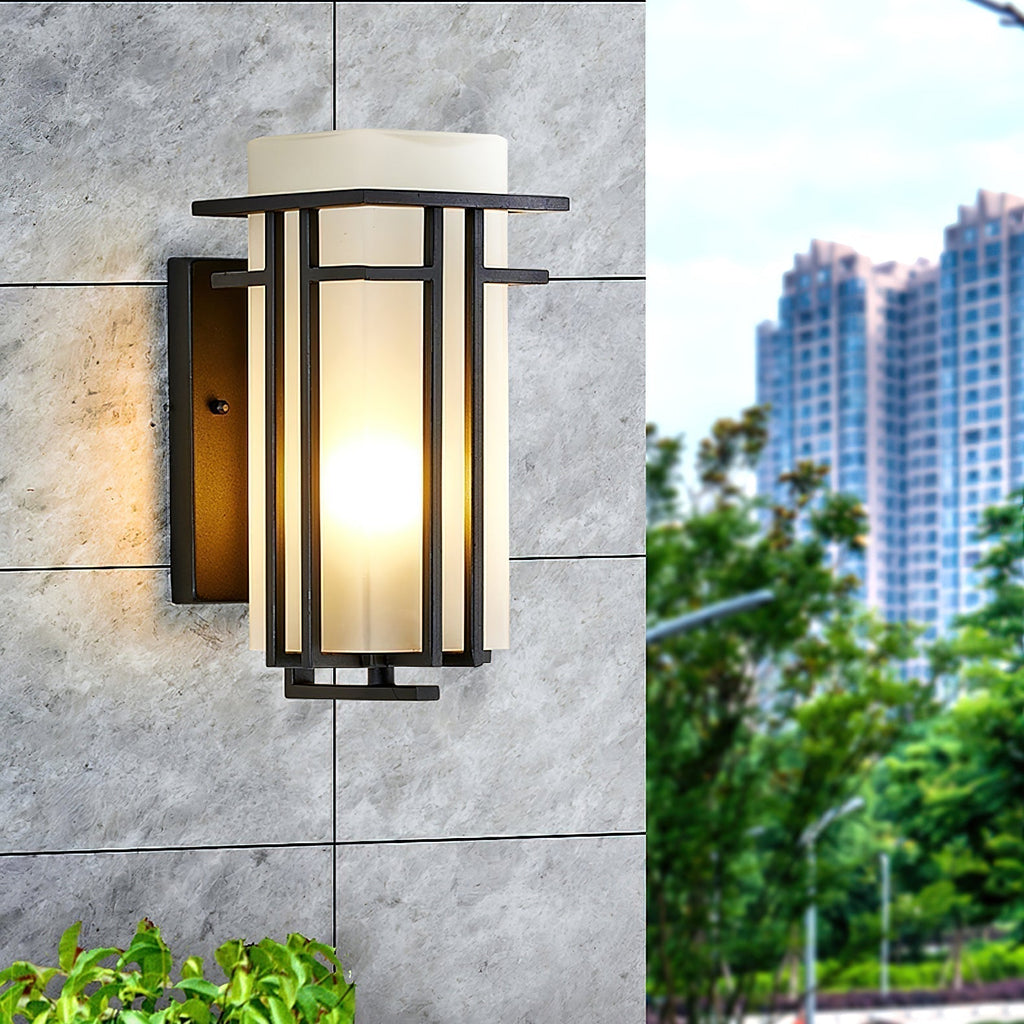 Retro Outdoor Wall Light with Frosted Glass Shade, IP65