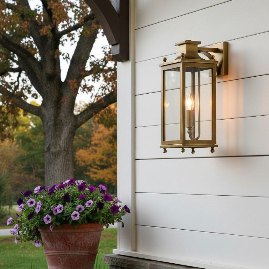 Retro Outdoor Lantern Wall Light with Clear Glass, IP65