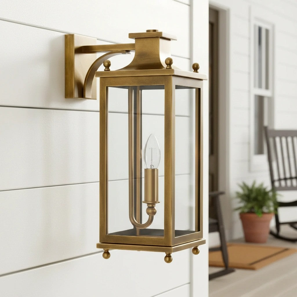 Retro Outdoor Lantern Wall Light with Clear Glass, IP65