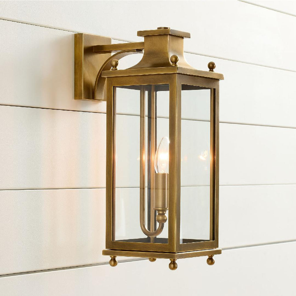 Retro Outdoor Lantern Wall Light with Clear Glass, IP65