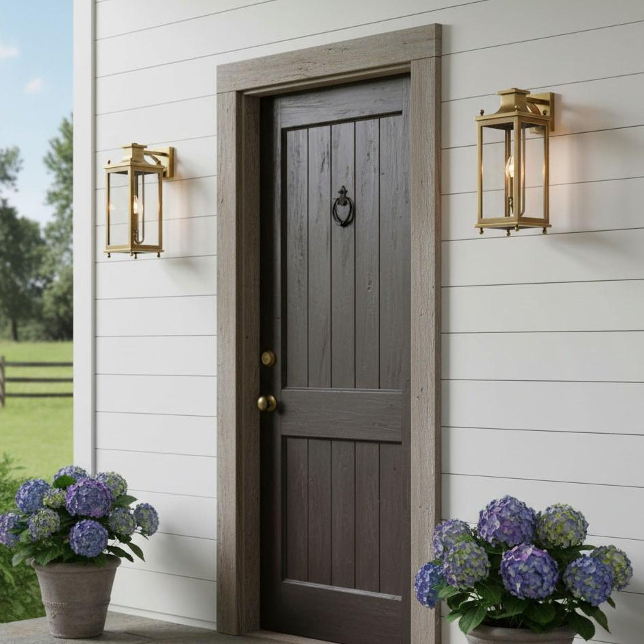 Retro Outdoor Lantern Wall Light with Clear Glass, IP65