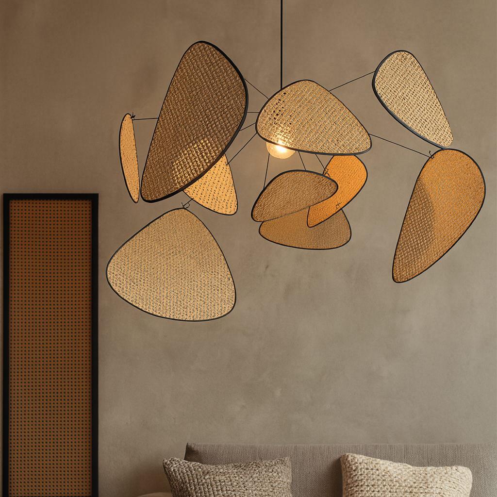 Woven Rattan Pendant Light, LED 3000K, 80 to 120 cm