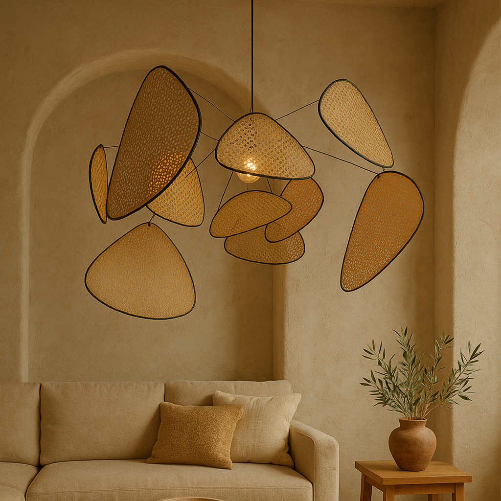 Woven Rattan Pendant Light, LED 3000K, 80 to 120 cm