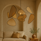 Woven Rattan Pendant Light, LED 3000K, 80 to 120 cm