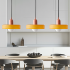 3-Light Bauhaus Pendant Light with Coloured Glass Shades, G9