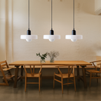 3-Light Bauhaus Pendant Light with Coloured Glass Shades, G9