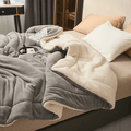 Reversible Flannel and Sherpa Fleece Blanket for Sofa and Bed