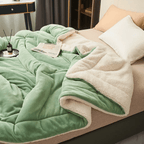 Reversible Flannel and Sherpa Fleece Blanket for Sofa and Bed
