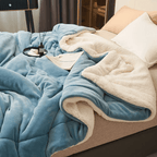 Reversible Flannel and Sherpa Fleece Blanket for Sofa and Bed