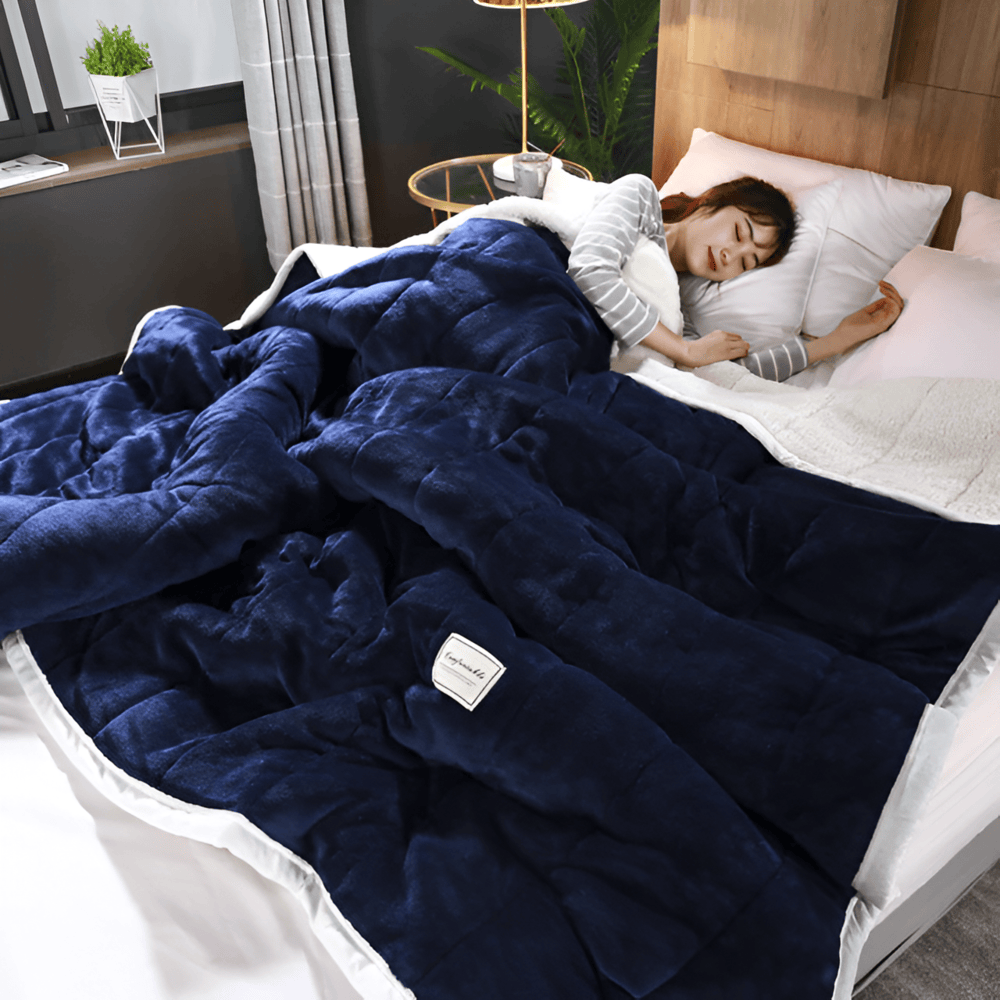 Reversible Sherpa Fleece Quilted Throw, 4 Sizes