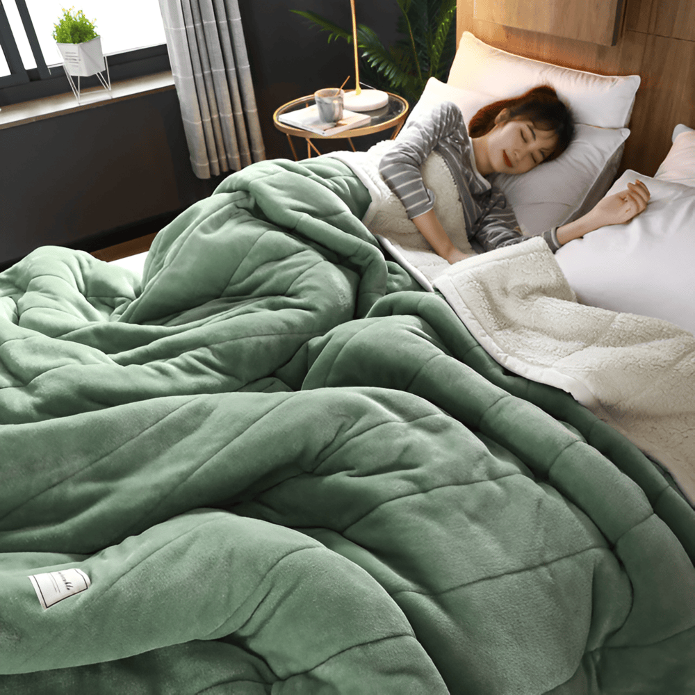 Reversible Sherpa Fleece Quilted Throw, 4 Sizes