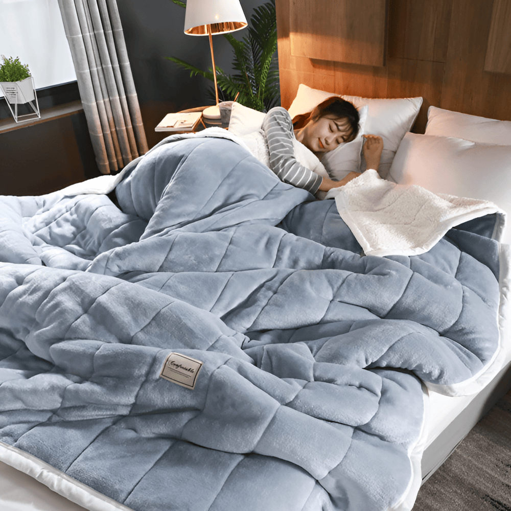Reversible Sherpa Fleece Quilted Throw, 4 Sizes