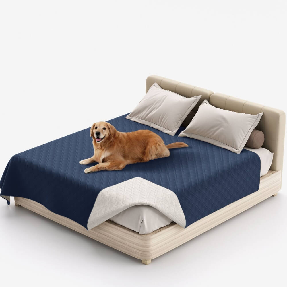 Reversible Quilted Pet Blanket for Beds and Sofas