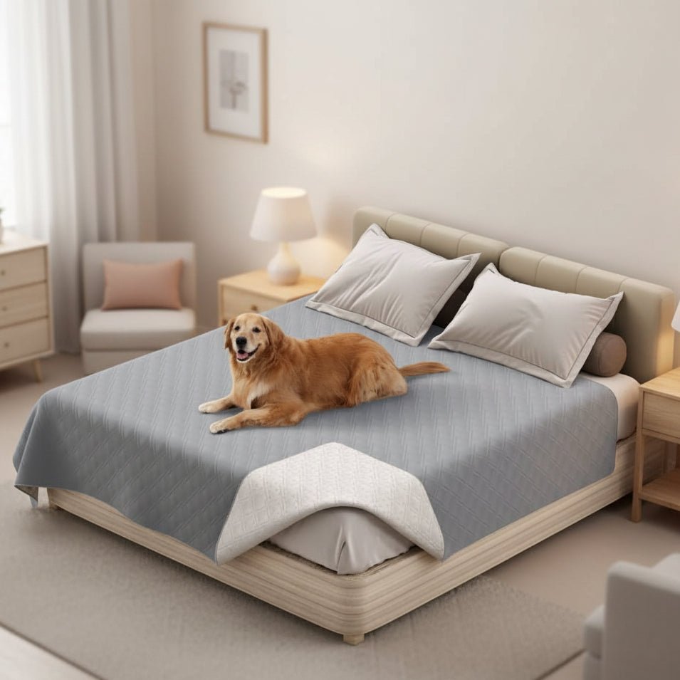 Reversible Quilted Pet Blanket for Beds and Sofas