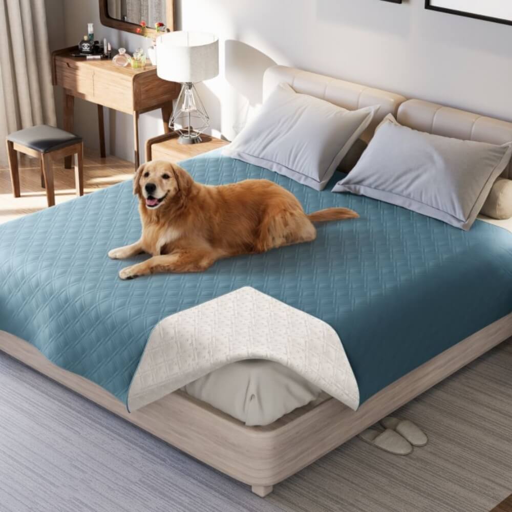 Reversible Quilted Pet Blanket for Beds and Sofas