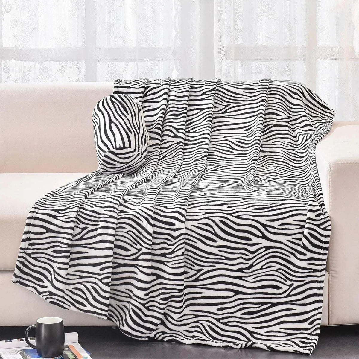 Animal Print Flannel Throw Blanket for Sofa and Bed