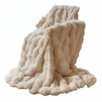 Faux Fur Throw Blanket with Embossed Bubble Texture
