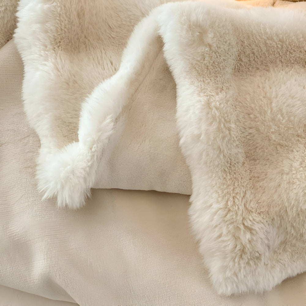 Faux Fur Throw Blanket with Embossed Bubble Texture