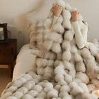 Faux Fur Throw Blanket with Embossed Bubble Texture